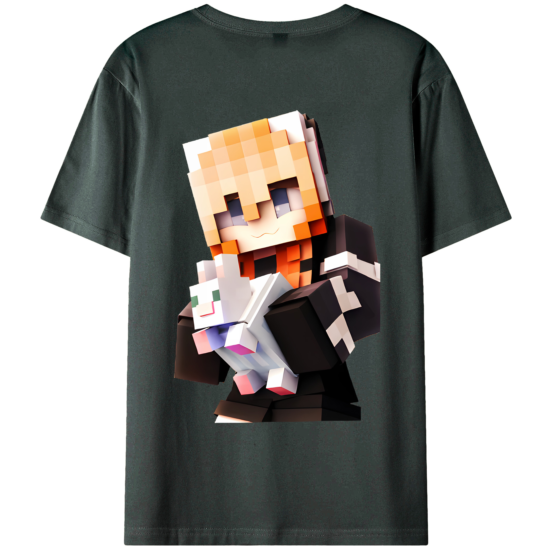 （画像用） マインクラフト ブロックの世界 Minecraft MC Block world 綿100％ メンズ半袖Tシャツ（バックプリント） 通気性
